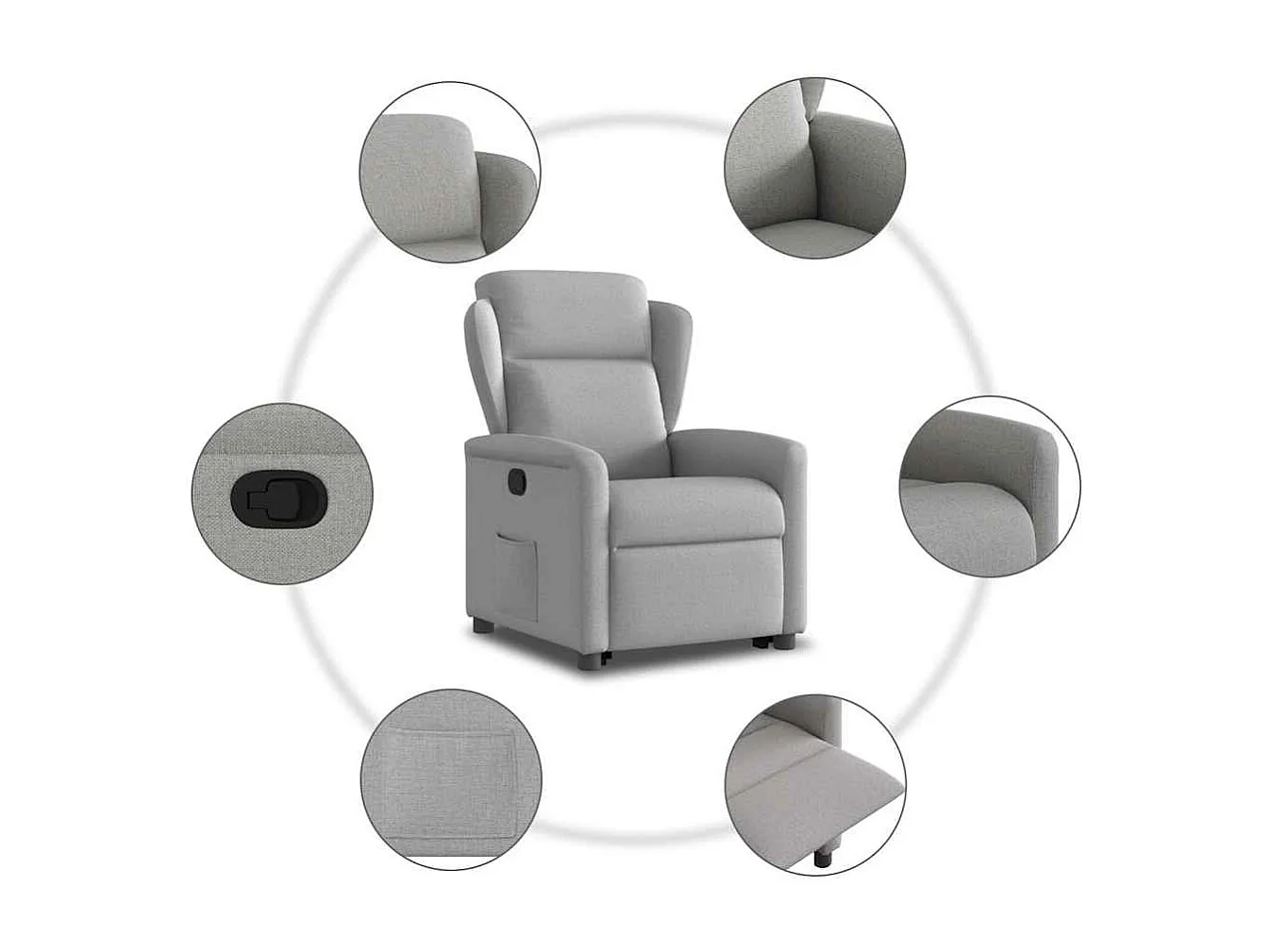 Fauteuil inclinable-Chaise de relax-Fauteuil TV gris nuage tissu SHL3476