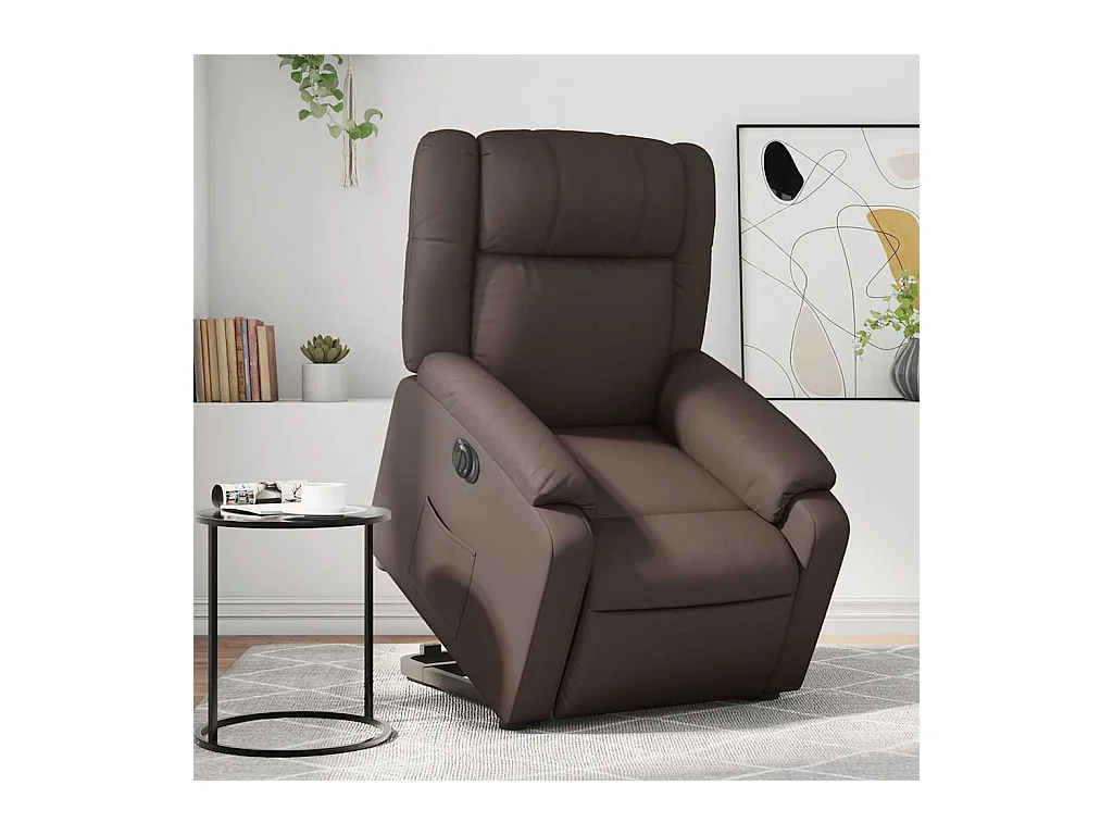 Sillón de relax | Sillón reclinable elevable eléctrico de cuero sintético marrón SHL3105