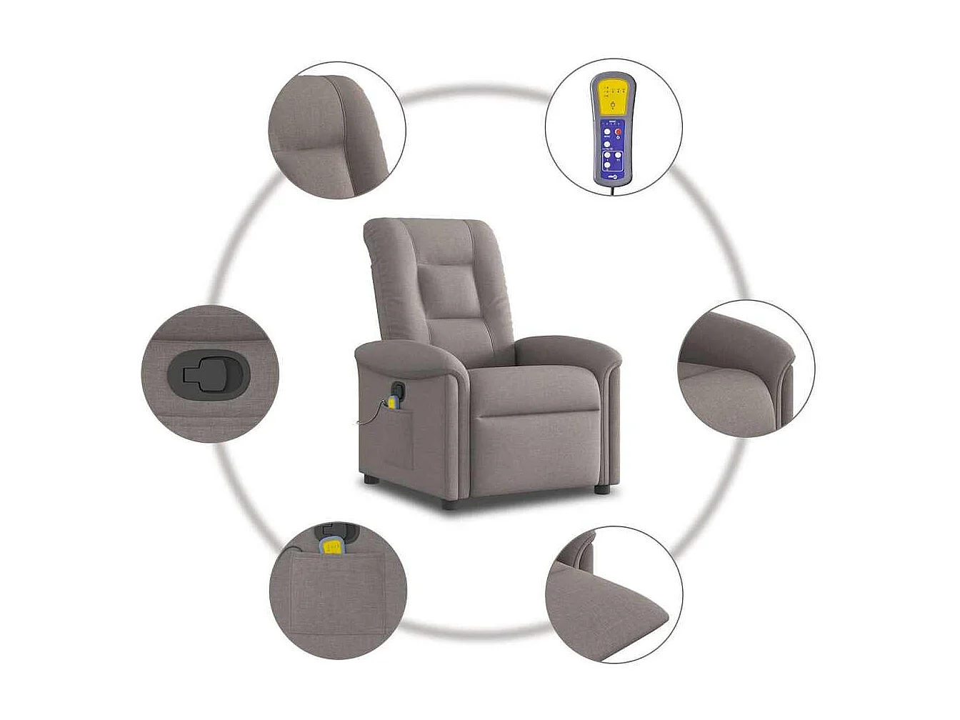 Sillón de salón | Silla | Sillón de masaje reclinable de tela gris taupé SHL4115