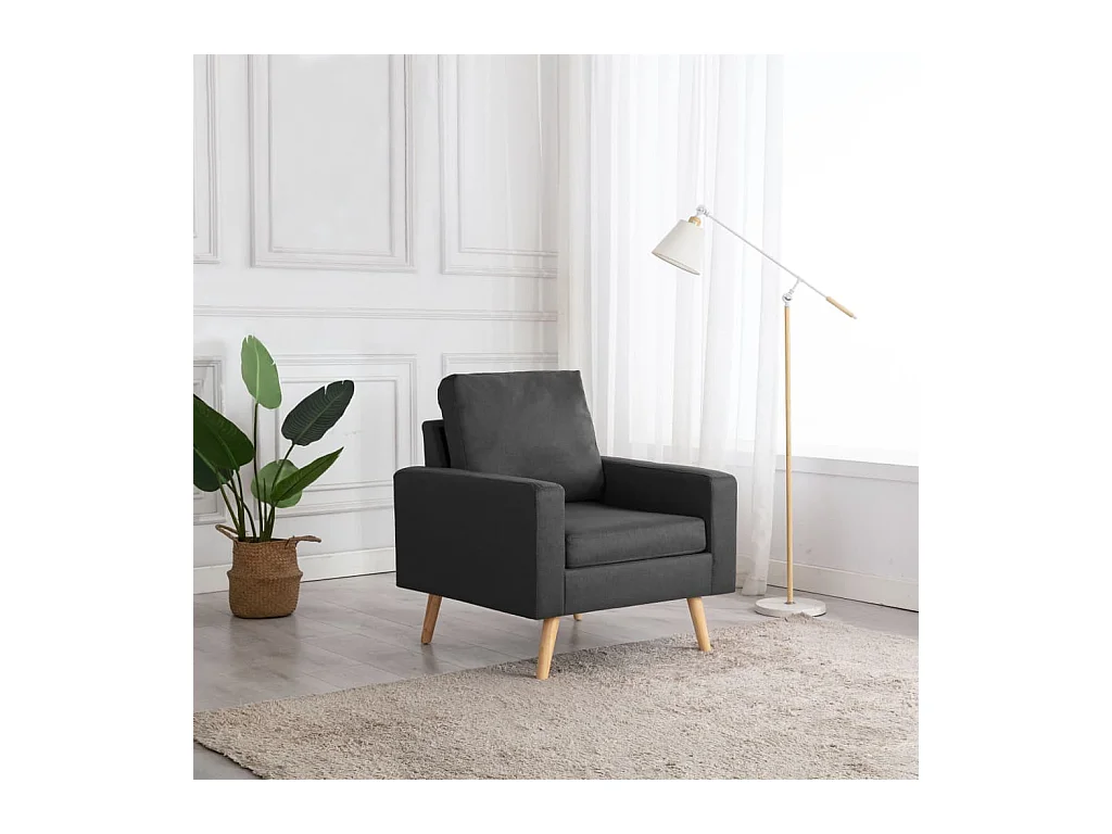 Sillón de salón | Silla de relax | Sillón de tela gris oscuro SHL5951