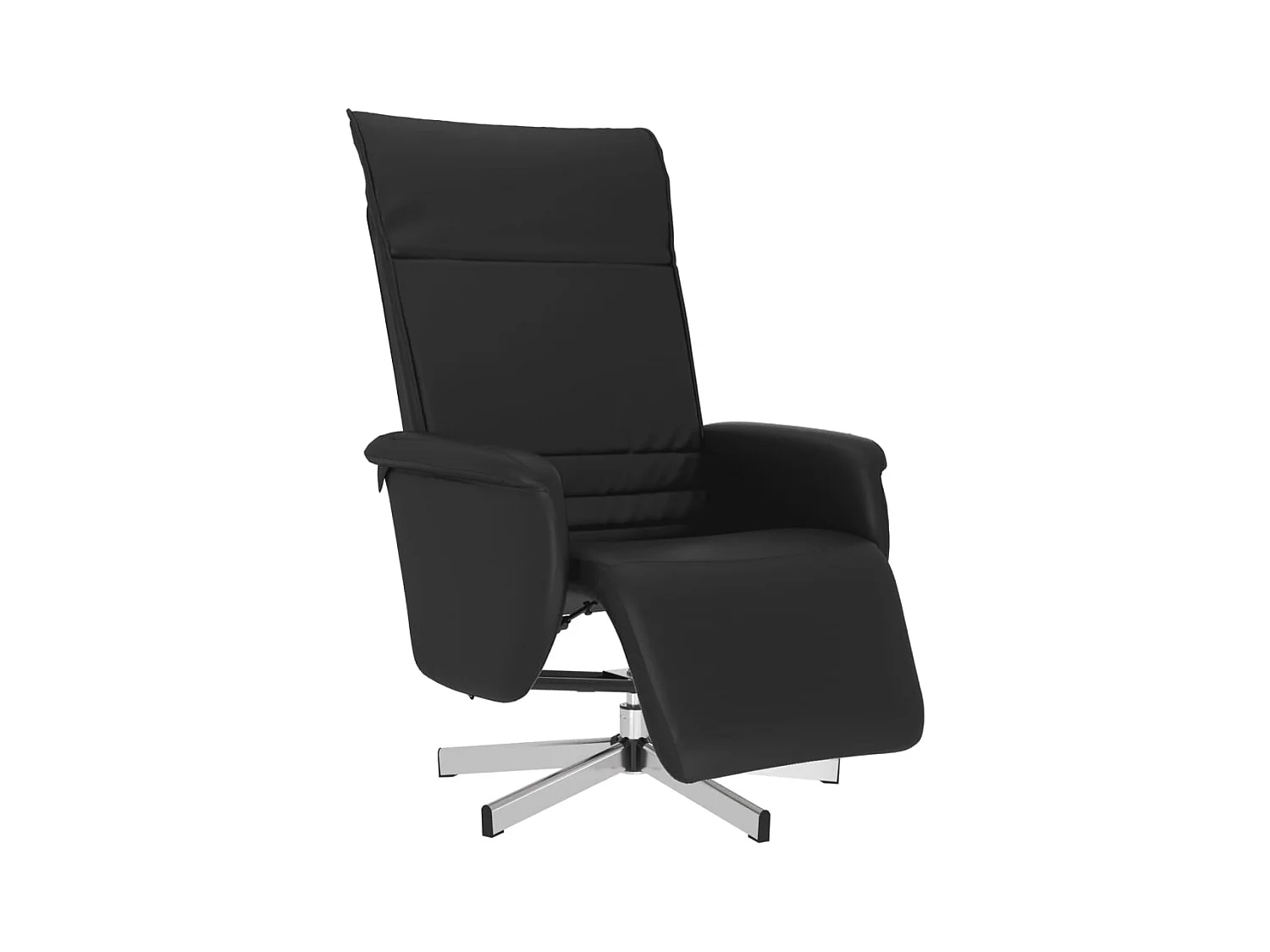 Fauteuil inclinable-Fauteuil salon avec repose-pieds noir similicuir SHL2156
