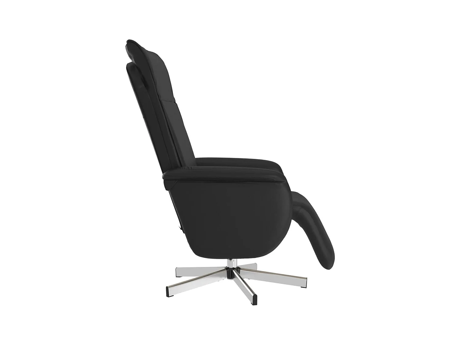 Fauteuil inclinable-Fauteuil salon avec repose-pieds noir similicuir SHL2156
