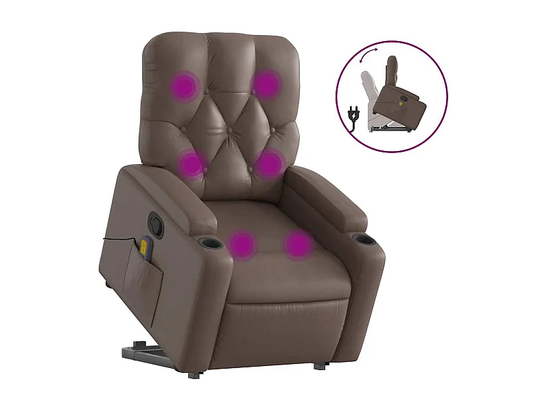 Fauteuil inclinable-Chaise de relax-Fauteuil de Massage Marron Similicuir SHL1847