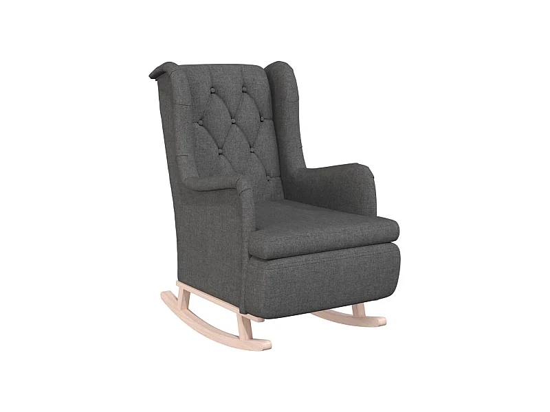 Sillón de salón con patas mecedoras madera caucho terciopelo gris oscuro SHL3362