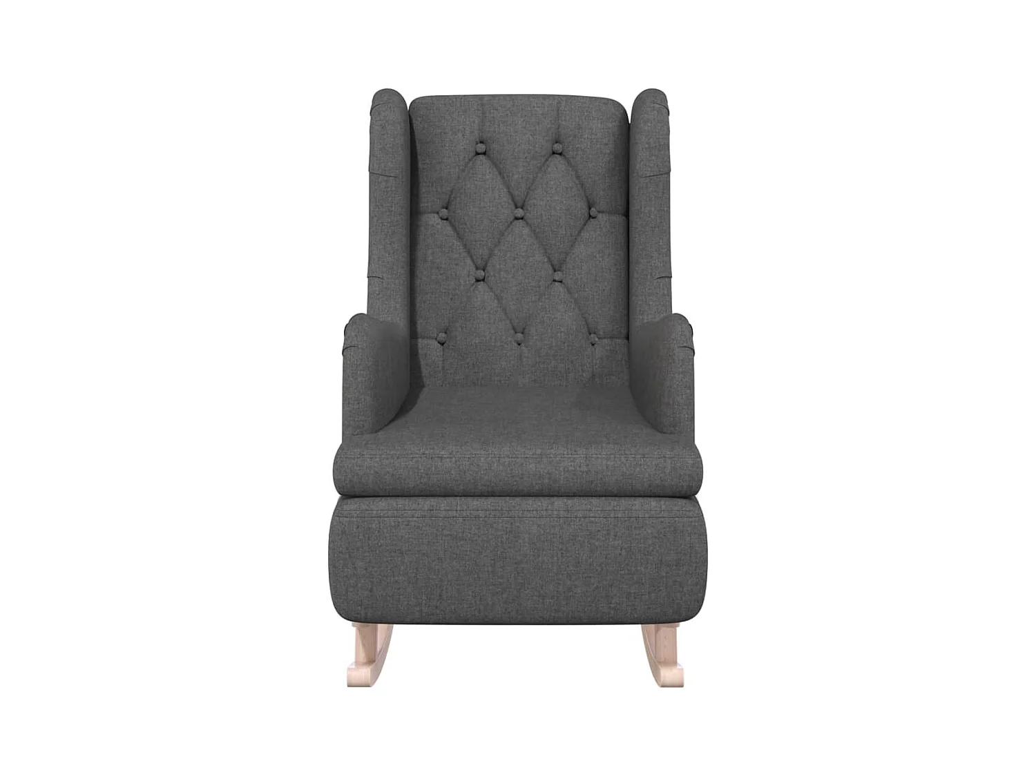 Sillón de salón con patas mecedoras madera caucho terciopelo gris oscuro SHL3362