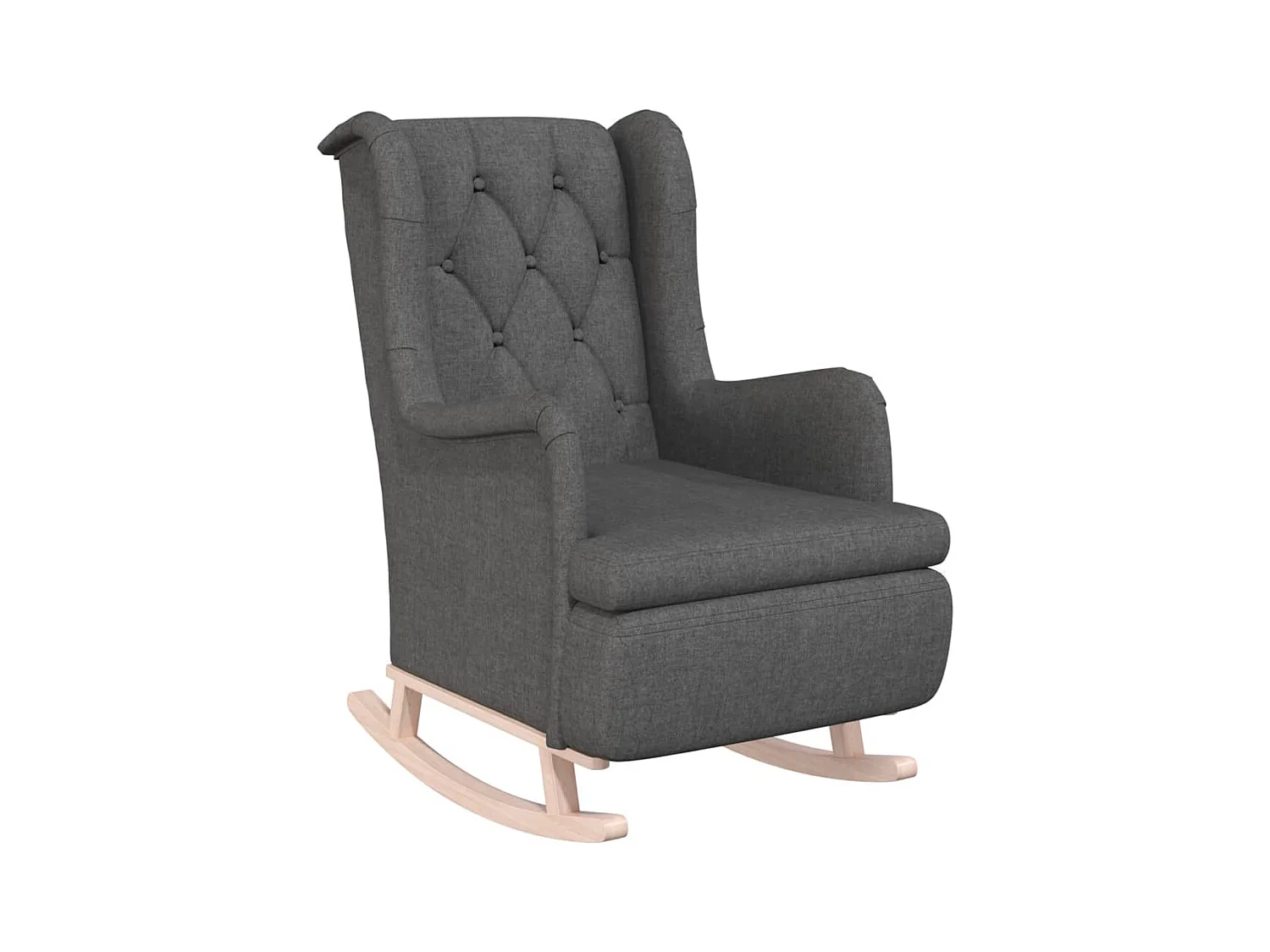 Fauteuil salon-Fauteuil avec pieds à bascule en bois d'hévéa Gris foncé Tissu SHL1346