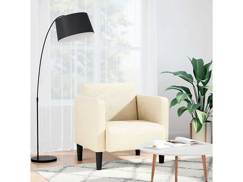 Relaxsessel | Lounge Sessel mit Armlehnen Creme 54 cm Cordstoff SHL3360