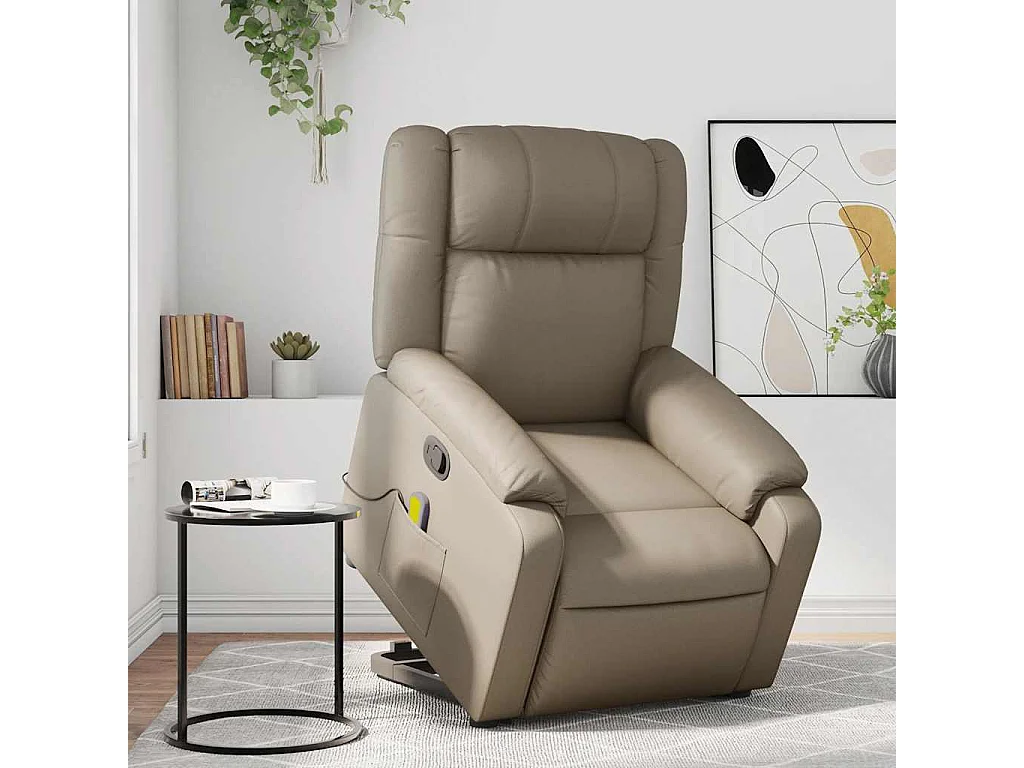Massagesessel mit Aufstehhilfe Cappuccino-Braun Kunstleder SHL6762