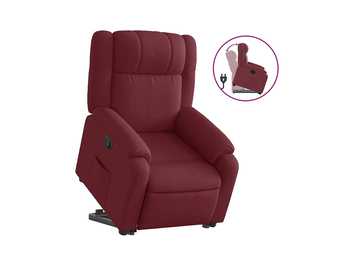 Fauteuil inclinable-Chaise de relax-Fauteuil salon rouge bordeaux tissu SHL2032