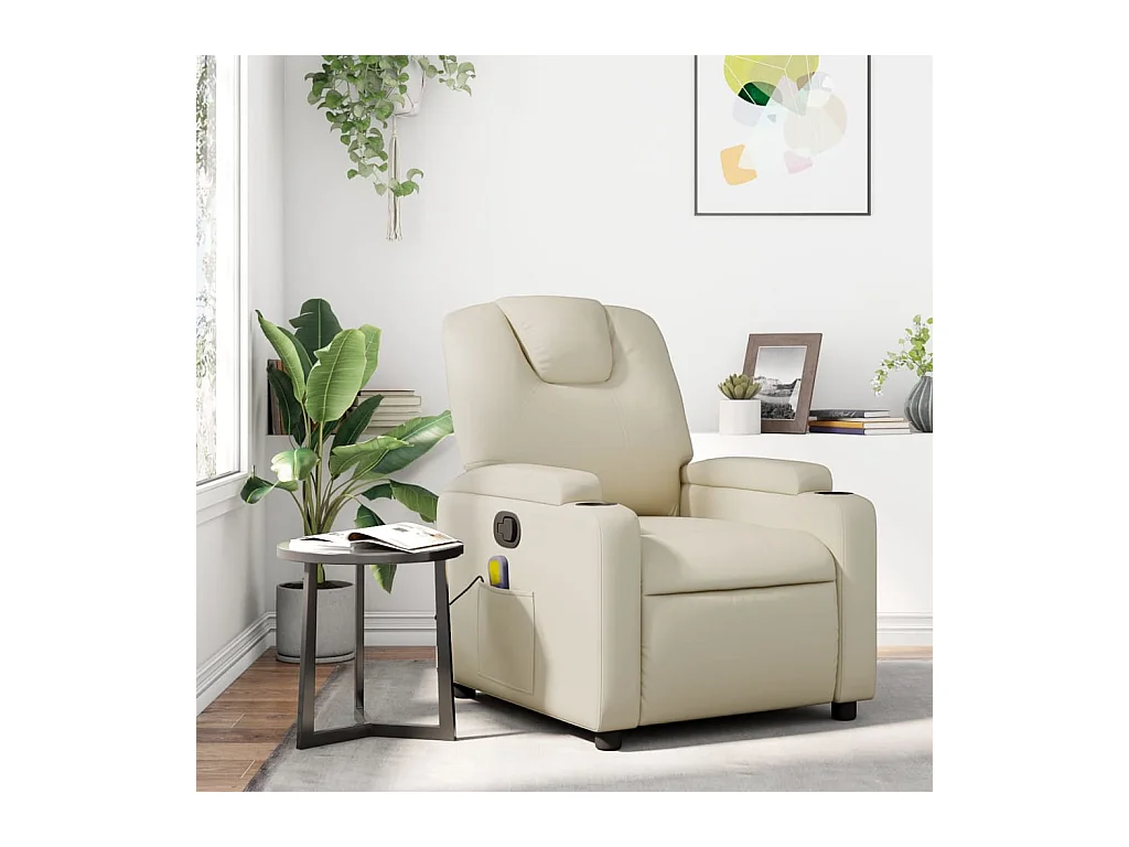 Fauteuil inclinable-Chaise de relax-Fauteuil de Massage crème similicuir SHL1404