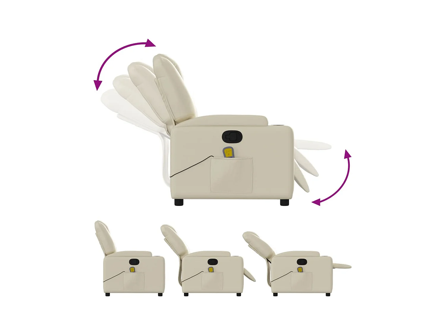 Fauteuil inclinable-Chaise de relax-Fauteuil de Massage crème similicuir SHL1404