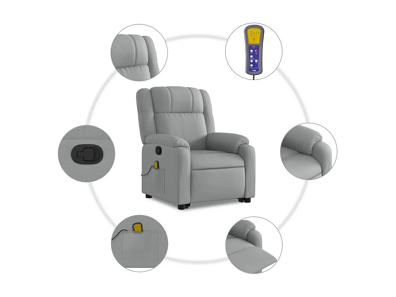 Sillón de salón | Silla | Sillón de masaje reclinable de pie de tela gris claro SHL2525