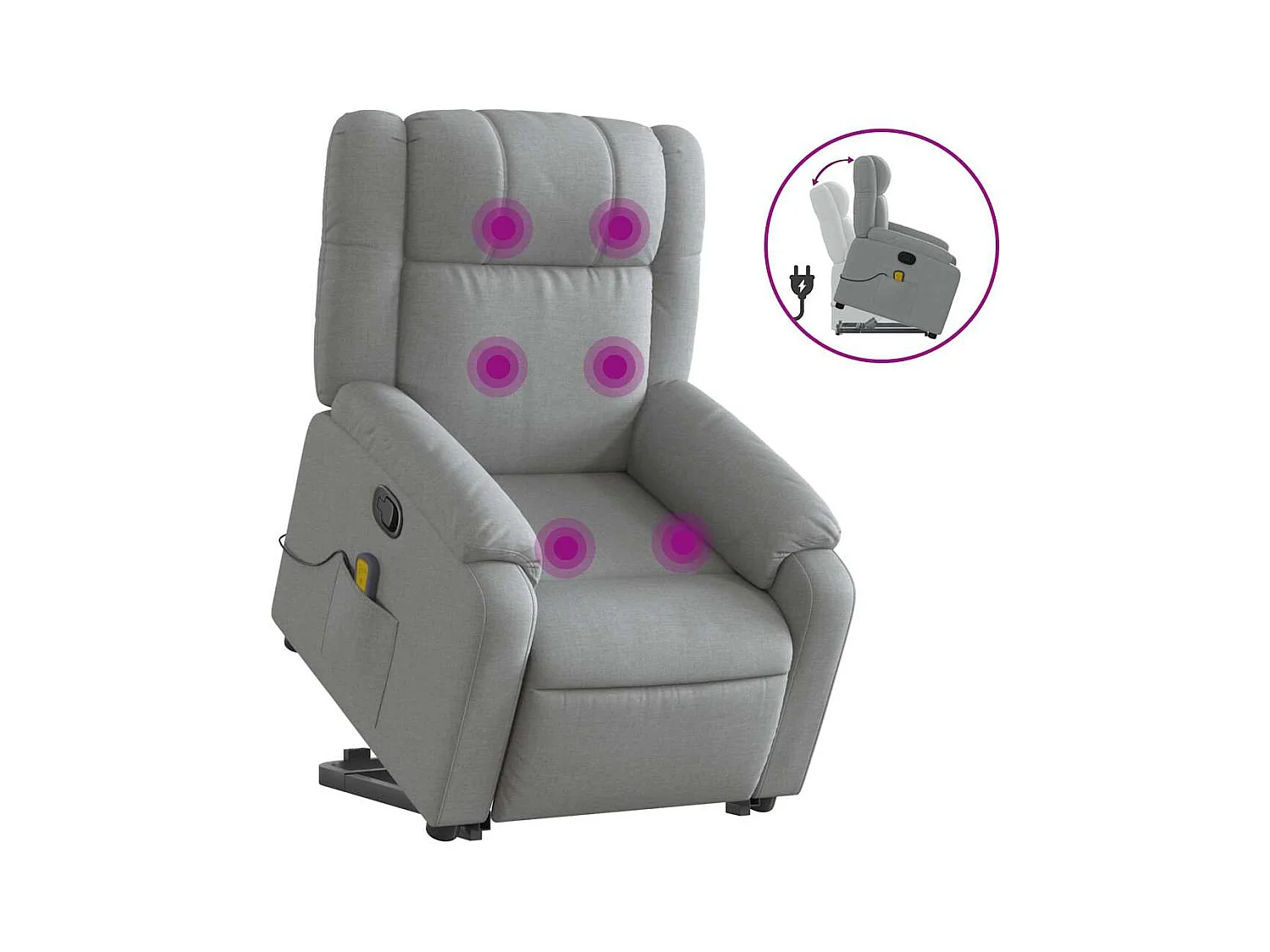 Fauteuil inclinable-Chaise de relax-Fauteuil de Massage Gris clair Tissu SHL4120