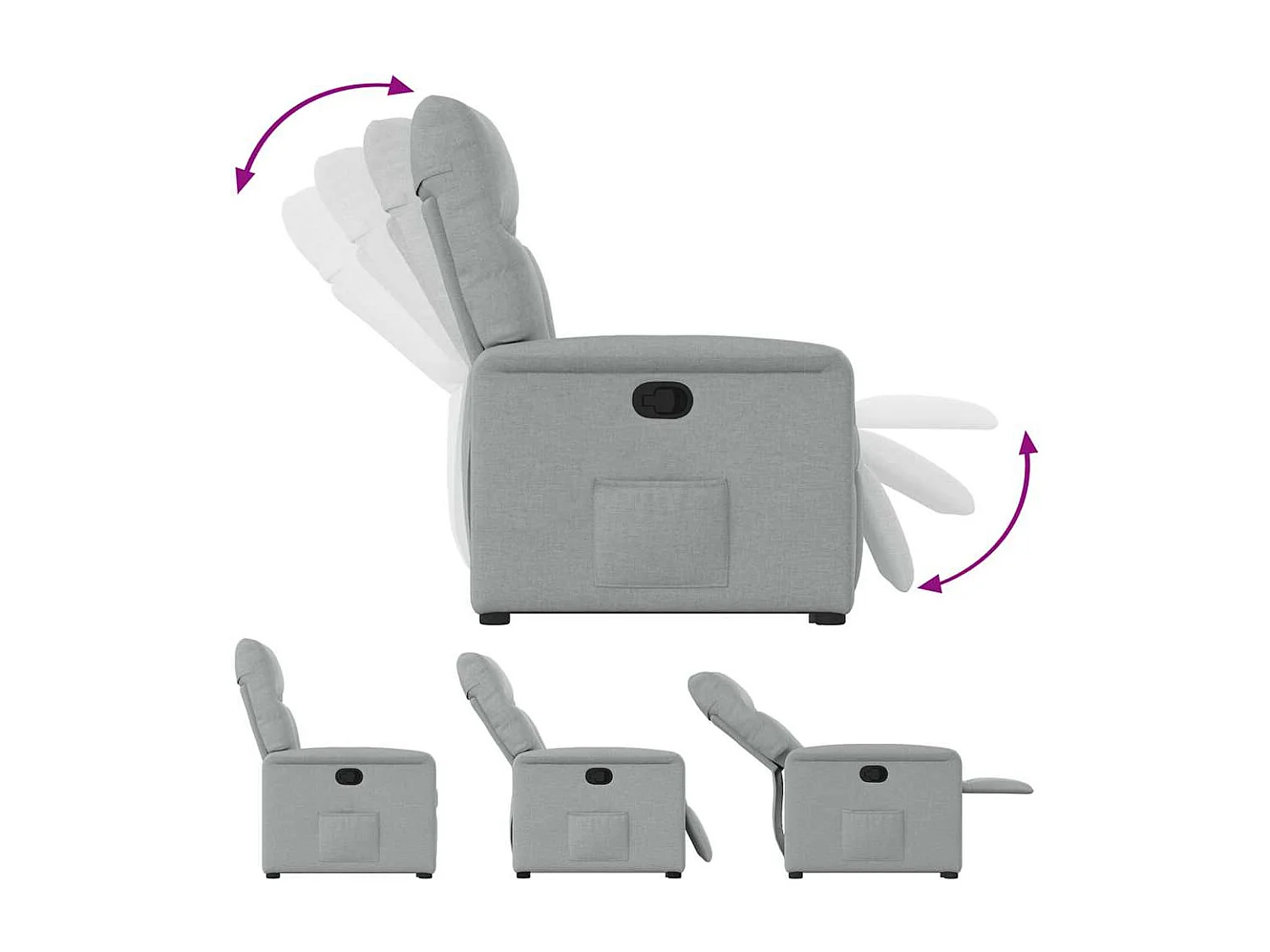 Relaxsessel | Lounge Sessel für Wohnzimmer mit Aufstehhilfe Hellgrau Stoff SHL3789