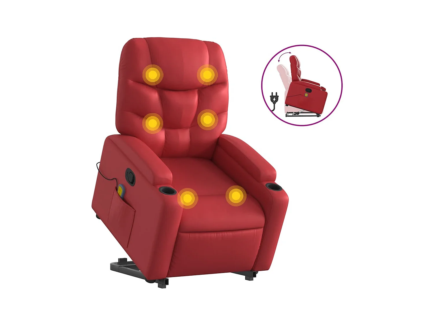 Fauteuil inclinable-Chaise de relax-Fauteuil de Massage Rouge Similicuir SHL2929
