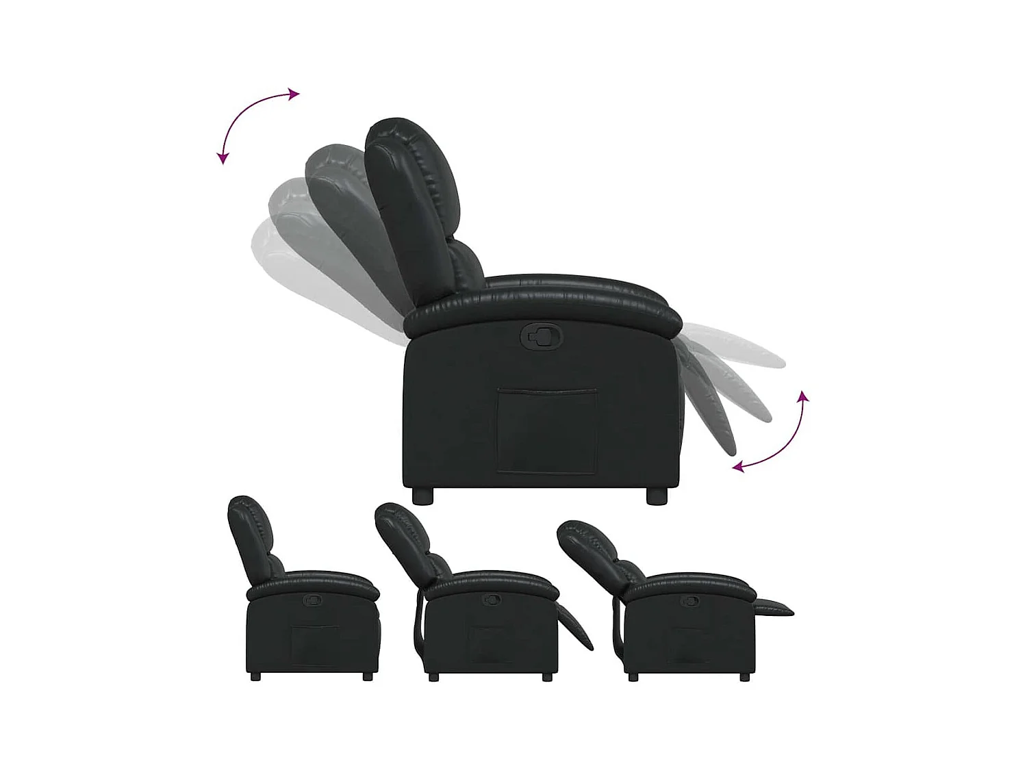 Sillón de relax | Sillón reclinable de piel sintética negra SHL4594