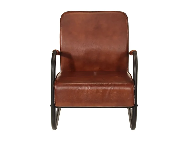 Fauteuil de Salon-Chaise de relax marron cuir véritable SHL1474