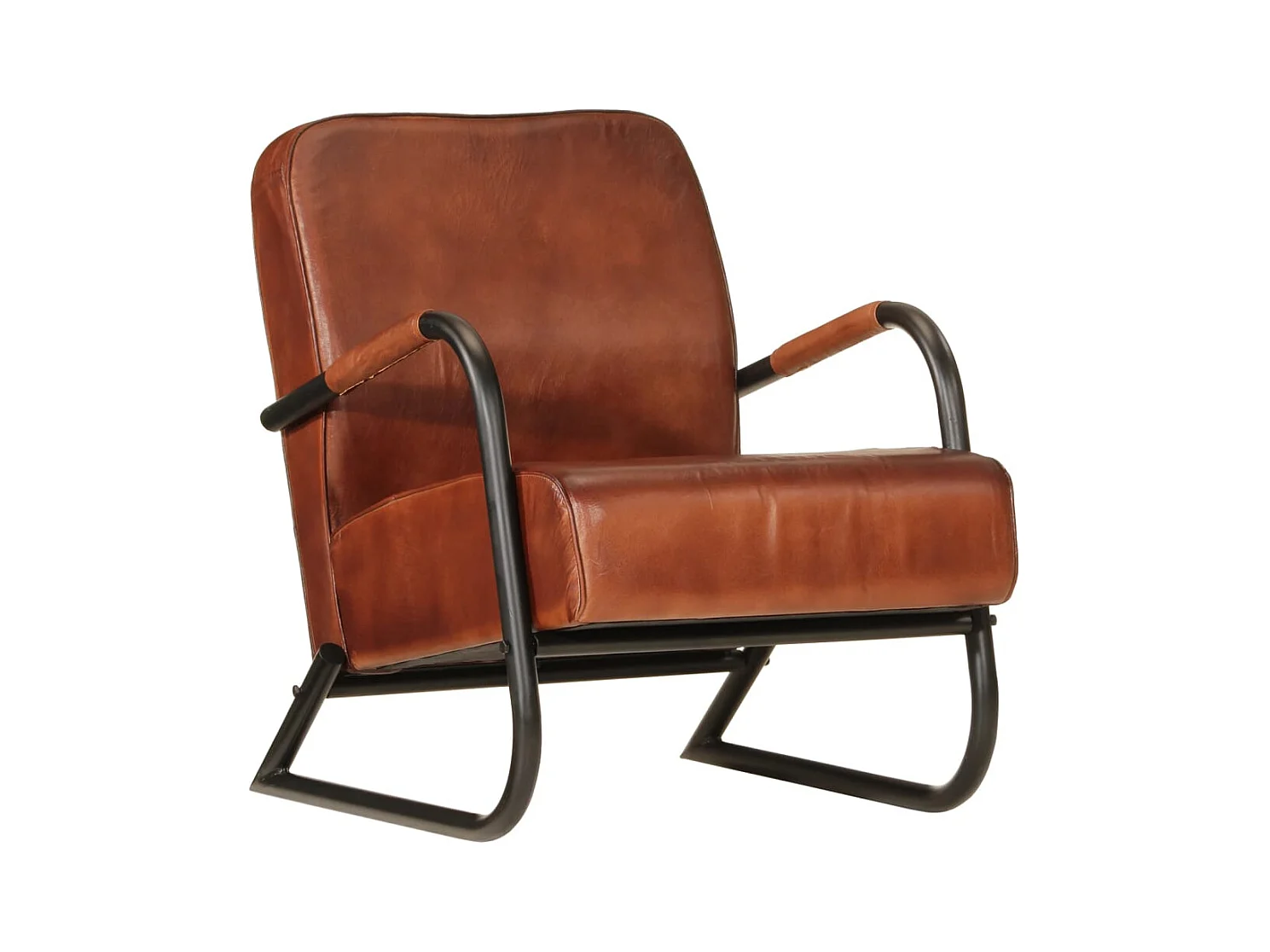 Fauteuil de Salon-Chaise de relax marron cuir véritable SHL1474