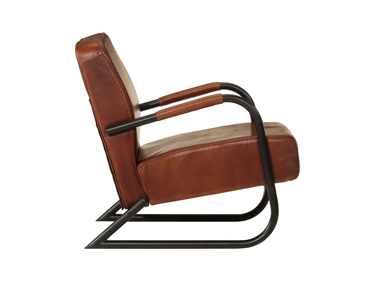 Fauteuil de Salon-Chaise de relax marron cuir véritable SHL1474