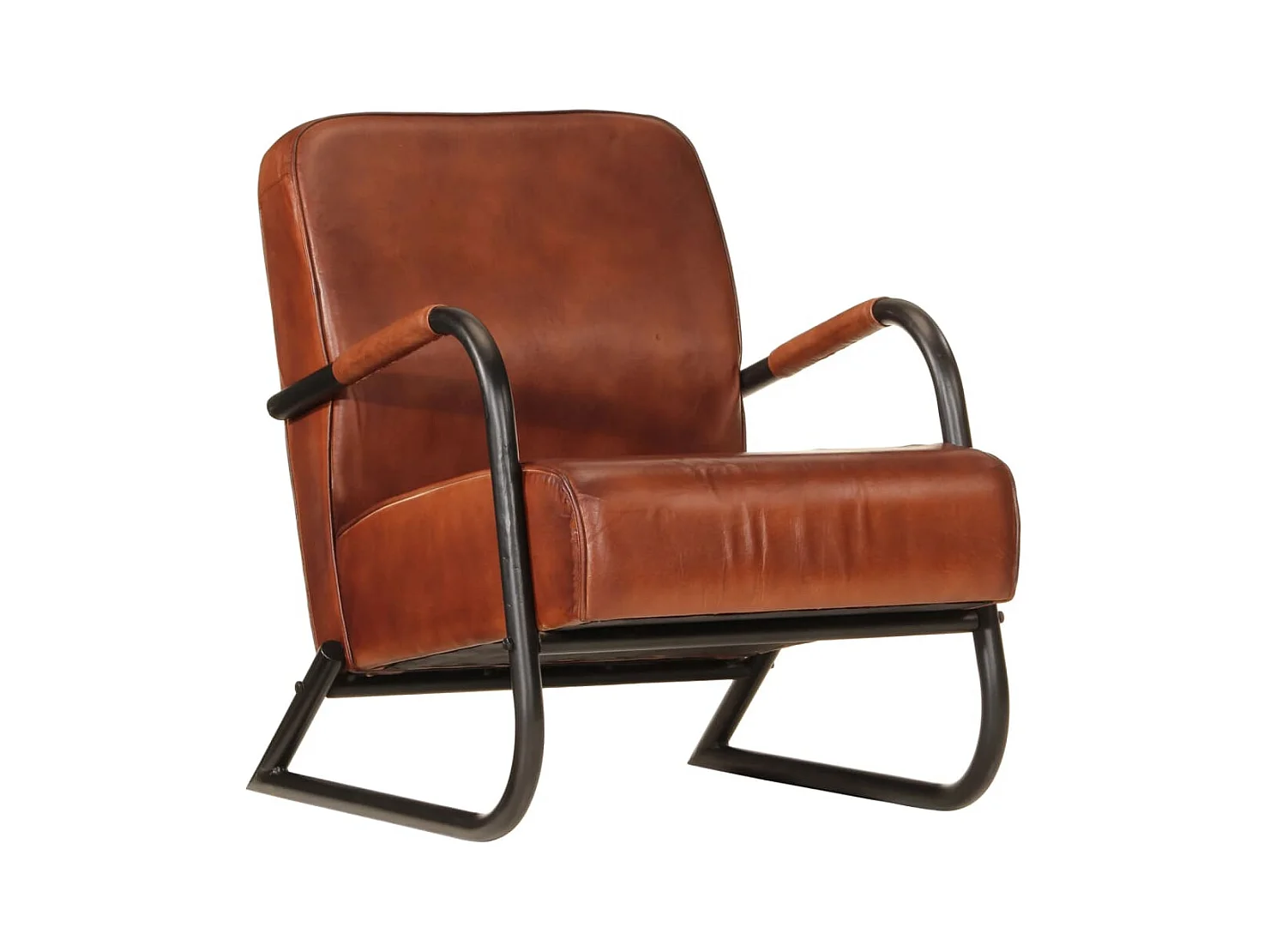 Fauteuil de Salon-Chaise de relax marron cuir véritable SHL1474