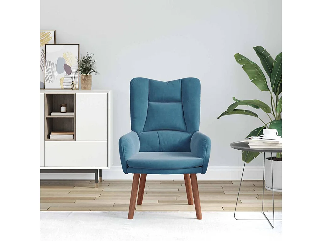 Relaxstoel | Ontspanningsstoel Blauw 63 x 67 x 94 cm Fluweel