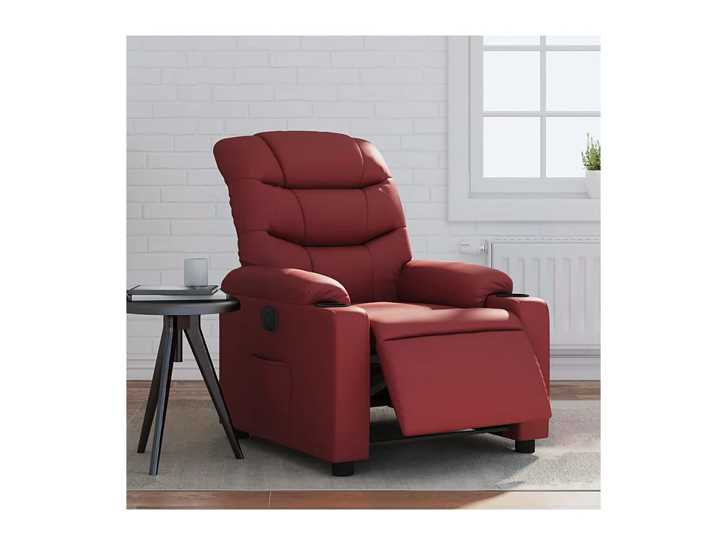 Poltrona Confortável | Poltrona reclinável elétrica couro artificial vermelho tinto SHL568440