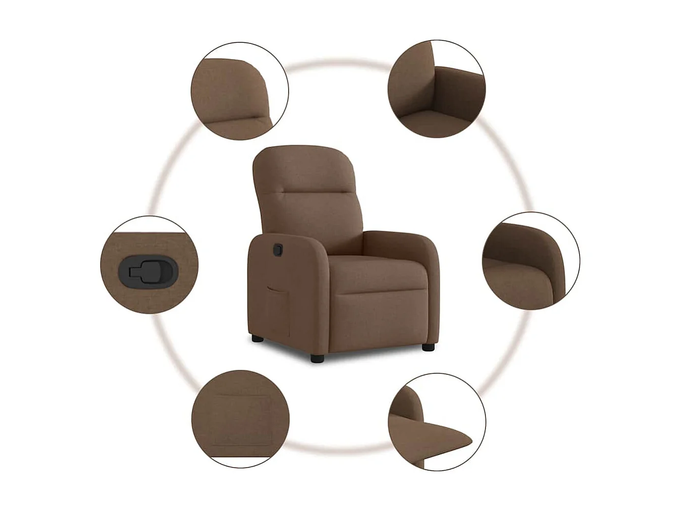 Relaxsessel | Lounge Sessel für Wohnzimmer Braun Stoff SHL38223