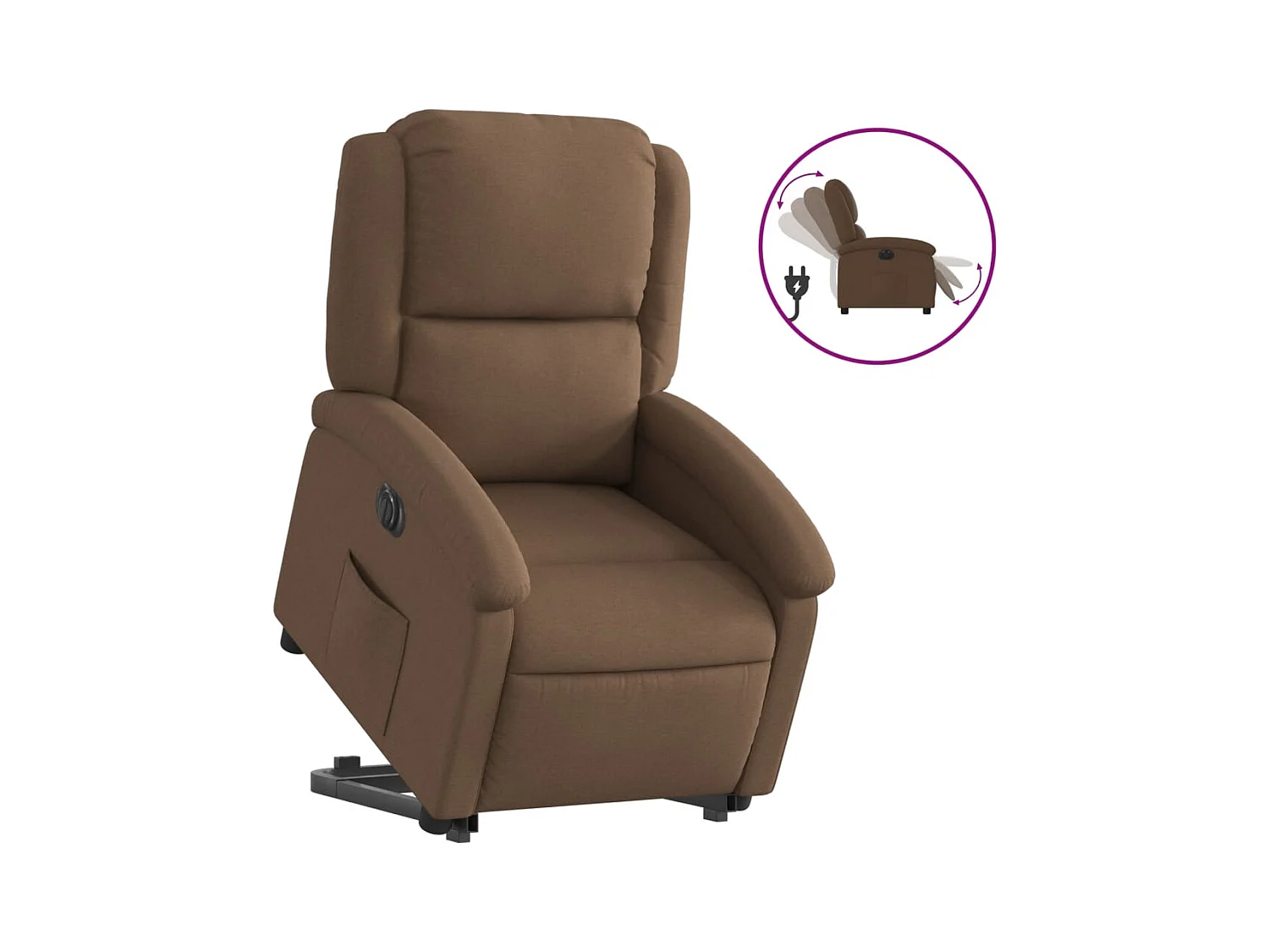 Silla de relax | Sillón eléctrico reclinable elevable de tela marrón SHL4465