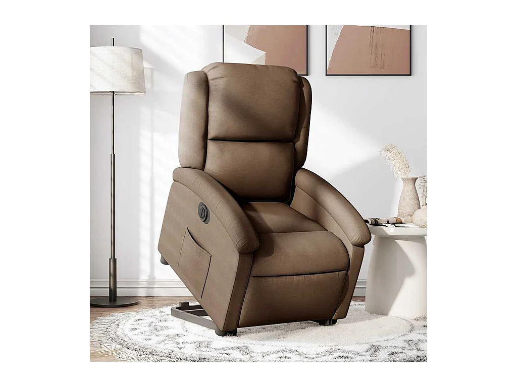 Silla de relax | Sillón eléctrico reclinable elevable de tela marrón SHL4465
