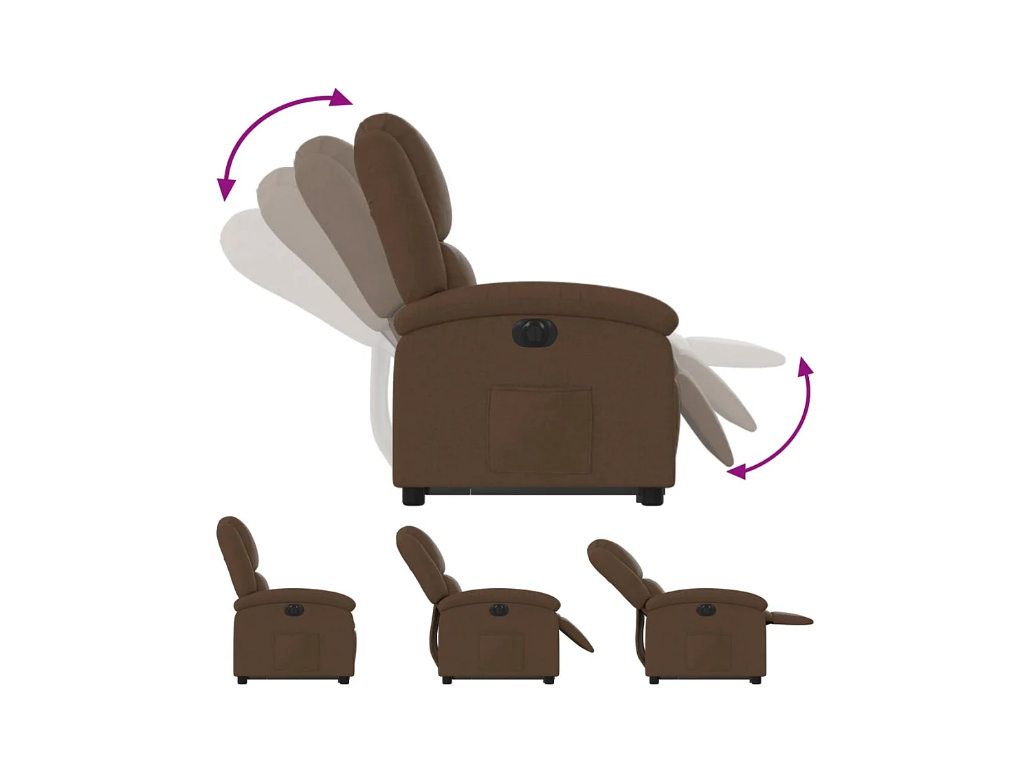 Silla de relax | Sillón eléctrico reclinable elevable de tela marrón SHL4465