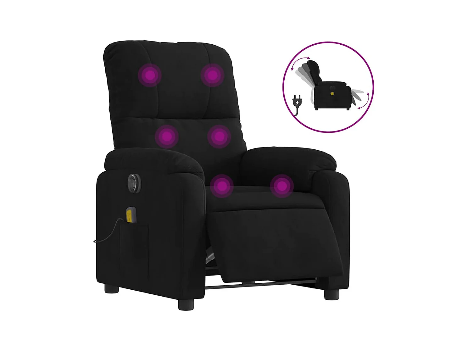 Sillón de relax | Sillón reclinable de masaje eléctrico tela de microfibra negro SHL8829