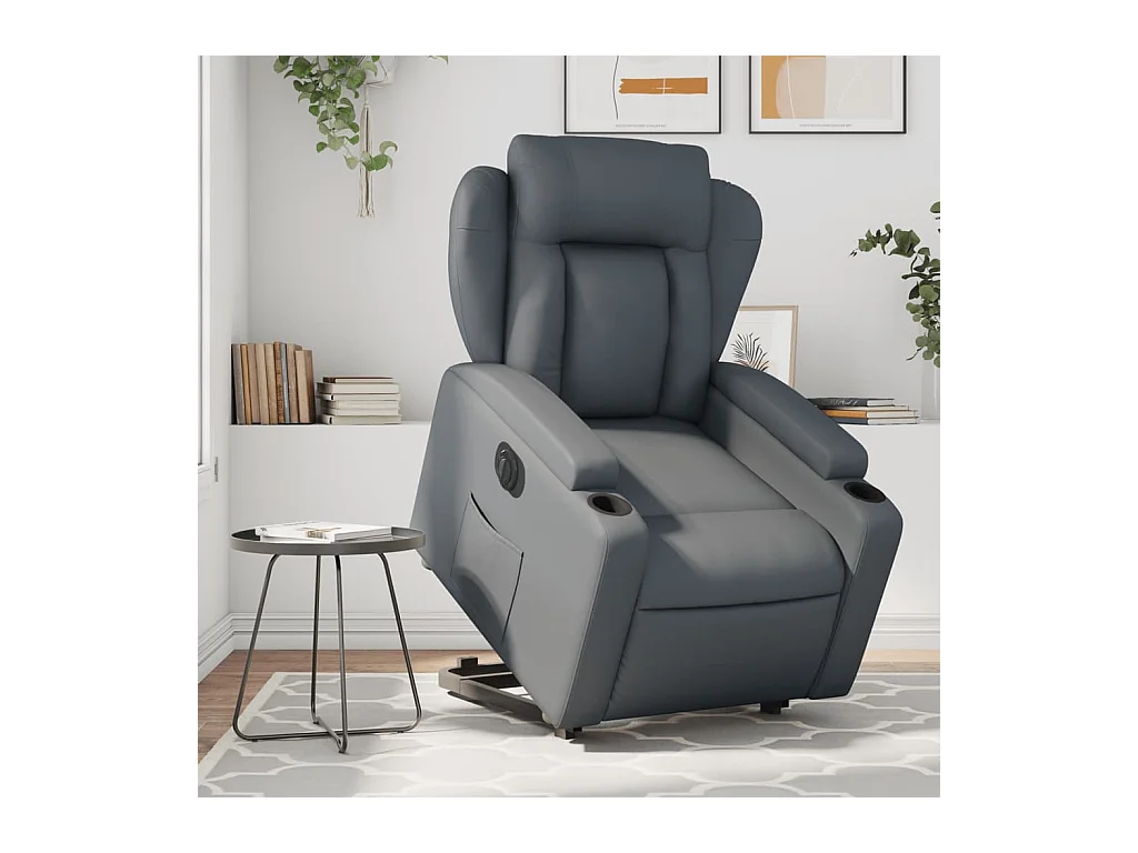 Sillón de relax | Sillón reclinable elevable eléctrico de cuero sintético gris SHL7960