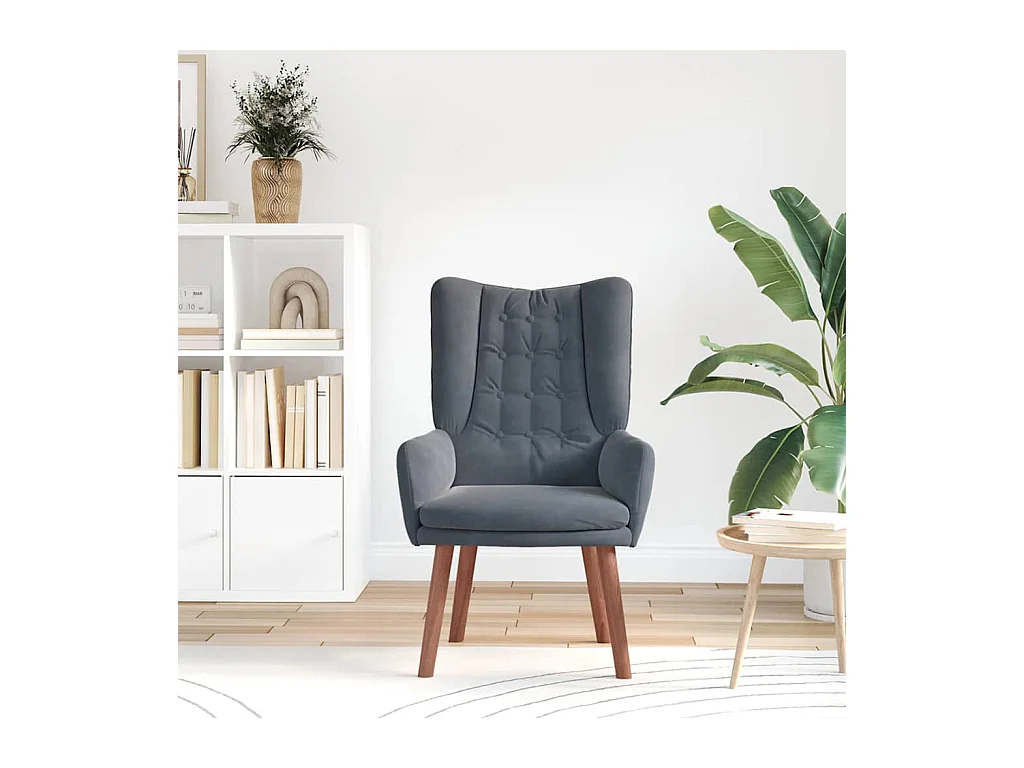 Poltrona | Cadeira de Sala | Cadeira Relaxante Cinzento escuro 63x67x94 cm Veludo SHL993947