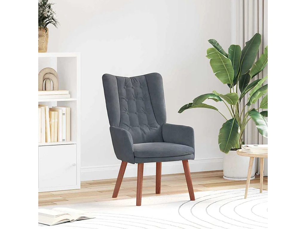 Fauteuil Salon-Chaise de relax Gris foncé 63x67x94 cm Velours SHL2580