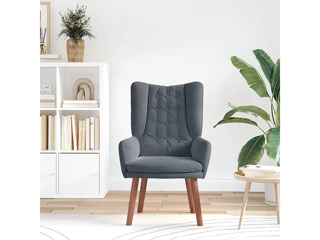 Fauteuil Salon-Chaise de relax Gris foncé 63x67x94 cm Velours SHL2580