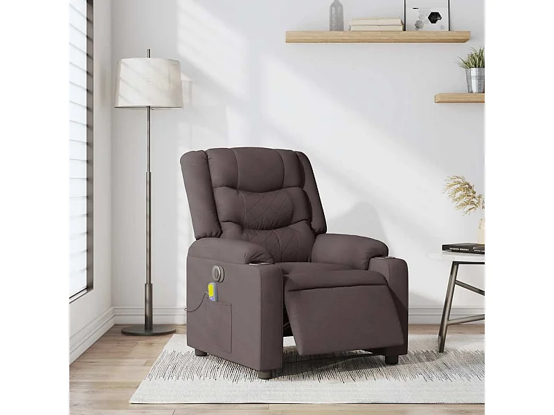 Sillón de relax | Sillón reclinable de masaje eléctrico tela marrón oscuro SHL9407