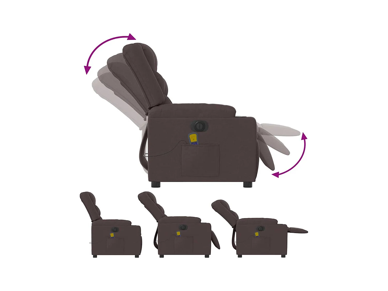 Sillón de relax | Sillón reclinable de masaje eléctrico tela marrón oscuro SHL9407