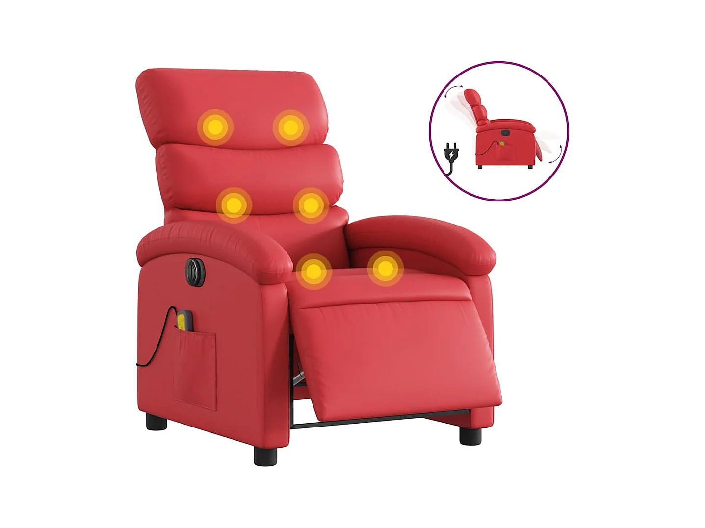 Sillón de salón | Silla | Sillón de masaje reclinable eléctrico de cuero artificial rojo SHL8227