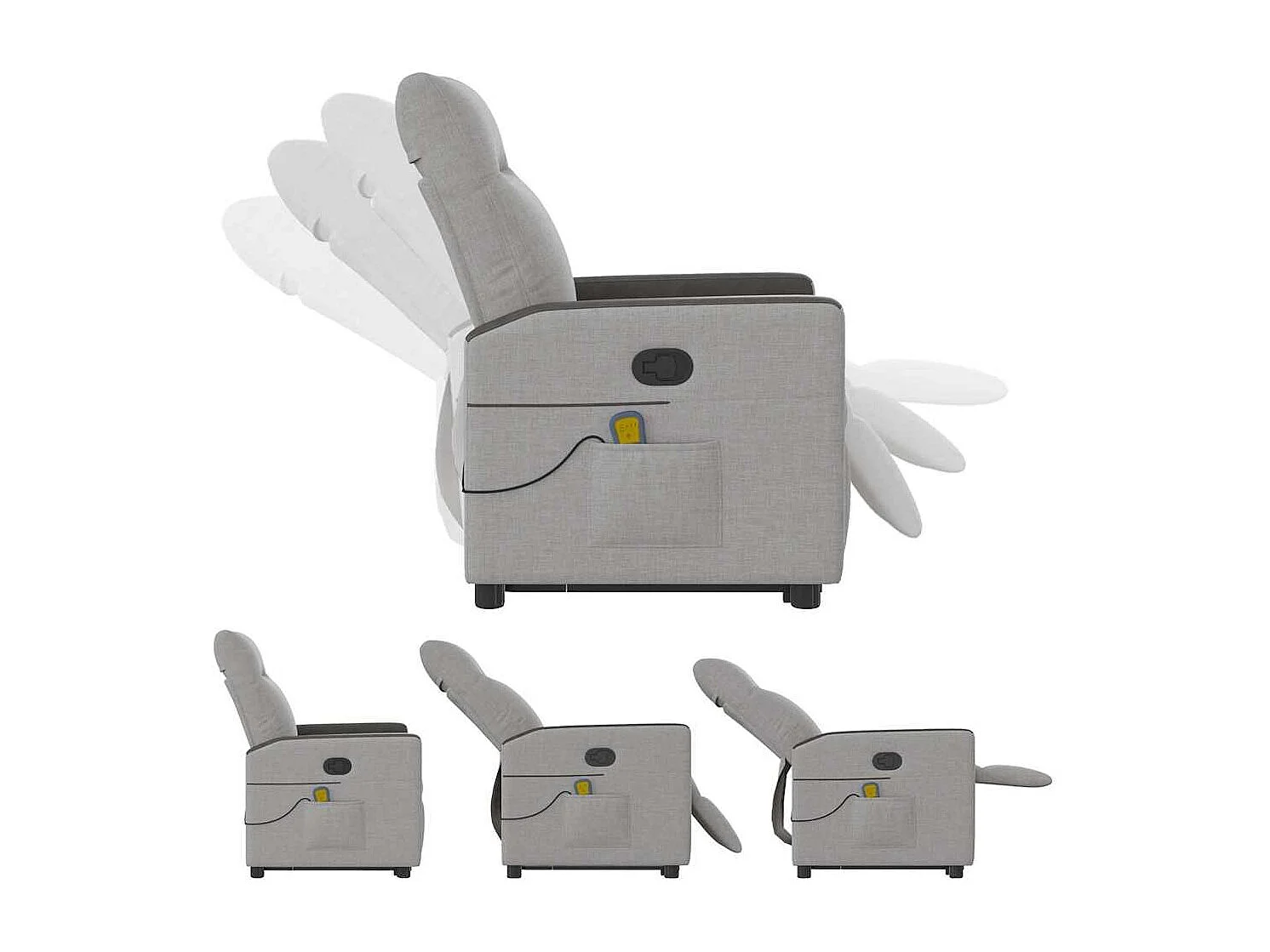Sillón de salón | Silla | Sillón de masaje reclinable de pie de tela gris nube SHL7192