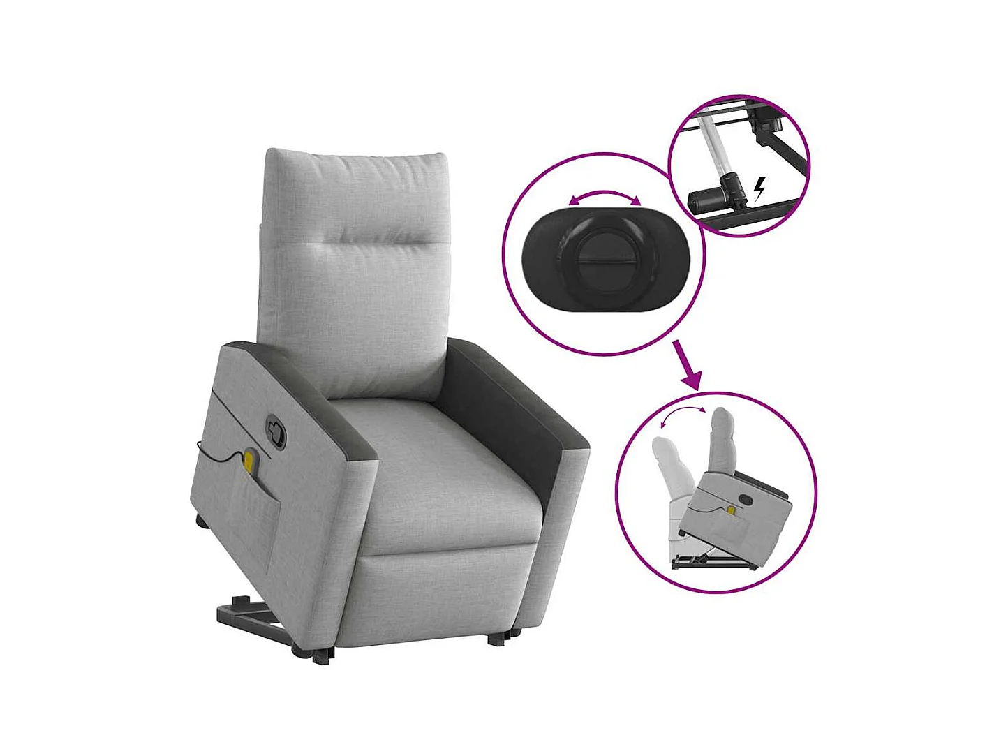 Sillón de salón | Silla | Sillón de masaje reclinable de pie de tela gris nube SHL7192