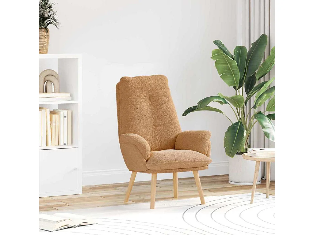Relaxsessel | Lounge Sessel für Wohnzimmer Beige 61x78x98 cm Sherpa-Stoff SHL54565