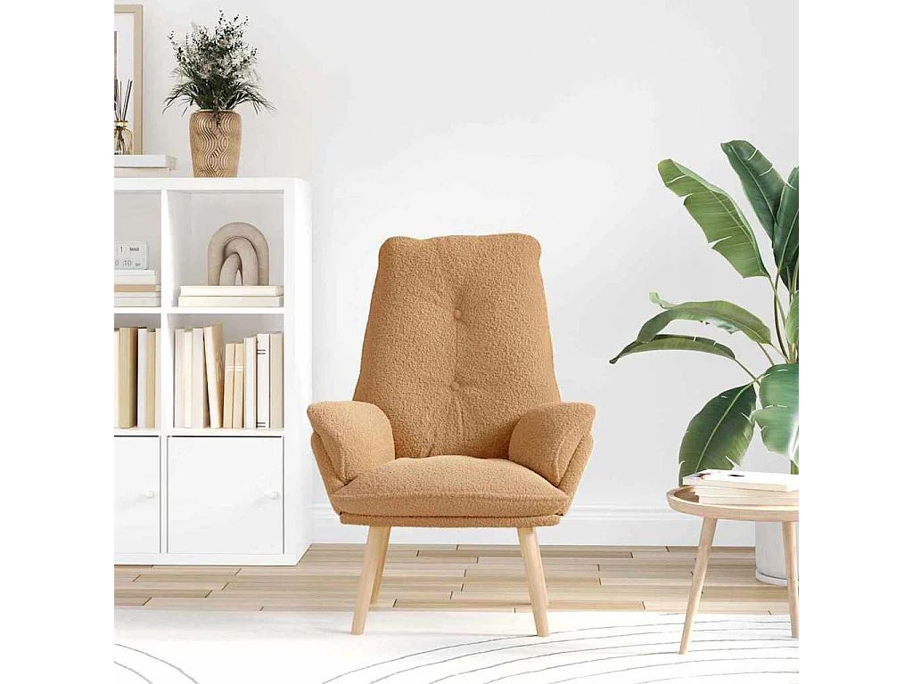 Relaxsessel | Lounge Sessel für Wohnzimmer Beige 61x78x98 cm Sherpa-Stoff SHL54565