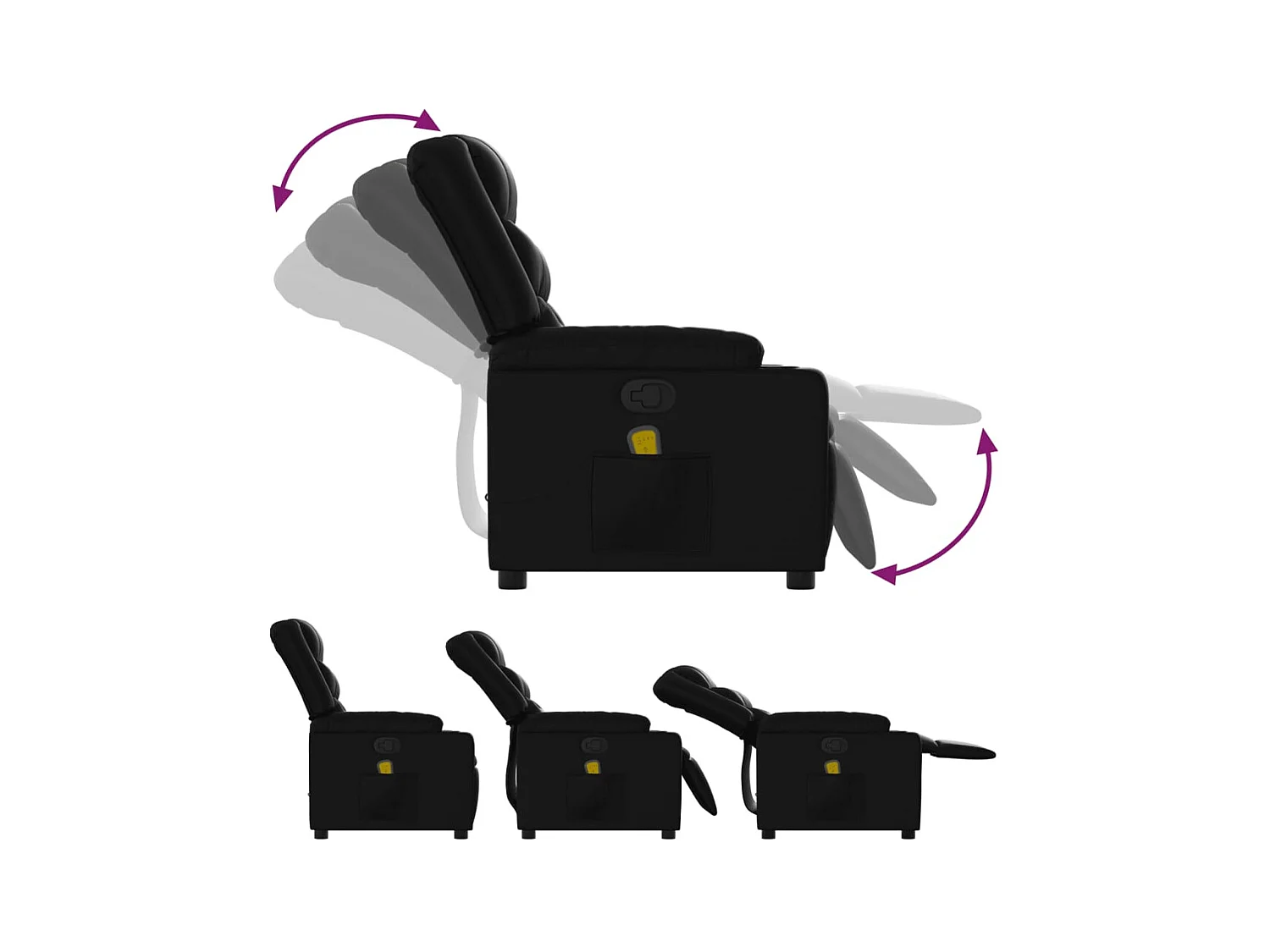 Fauteuil inclinable-Chaise de relax-Fauteuil de Massage noir similicuir SHL1233