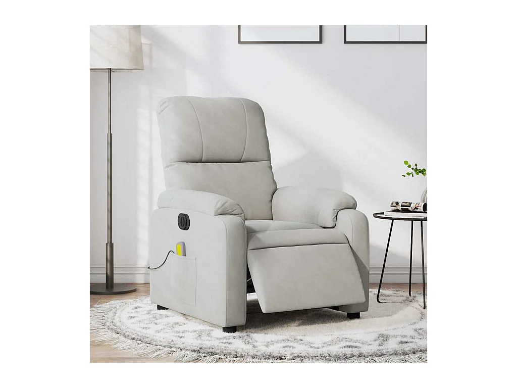 Sillón de relax | Sillón reclinable masaje eléctrico tela microfibra gris claro SHL3150