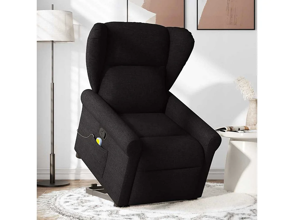 Fauteuil inclinable-Chaise de relax-Fauteuil de Massage Noir Tissu SHL4623