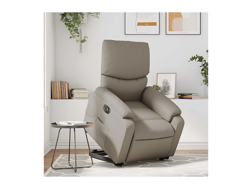 Sta-op-massagestoel elektrisch kunstleer cappuccinokleurig