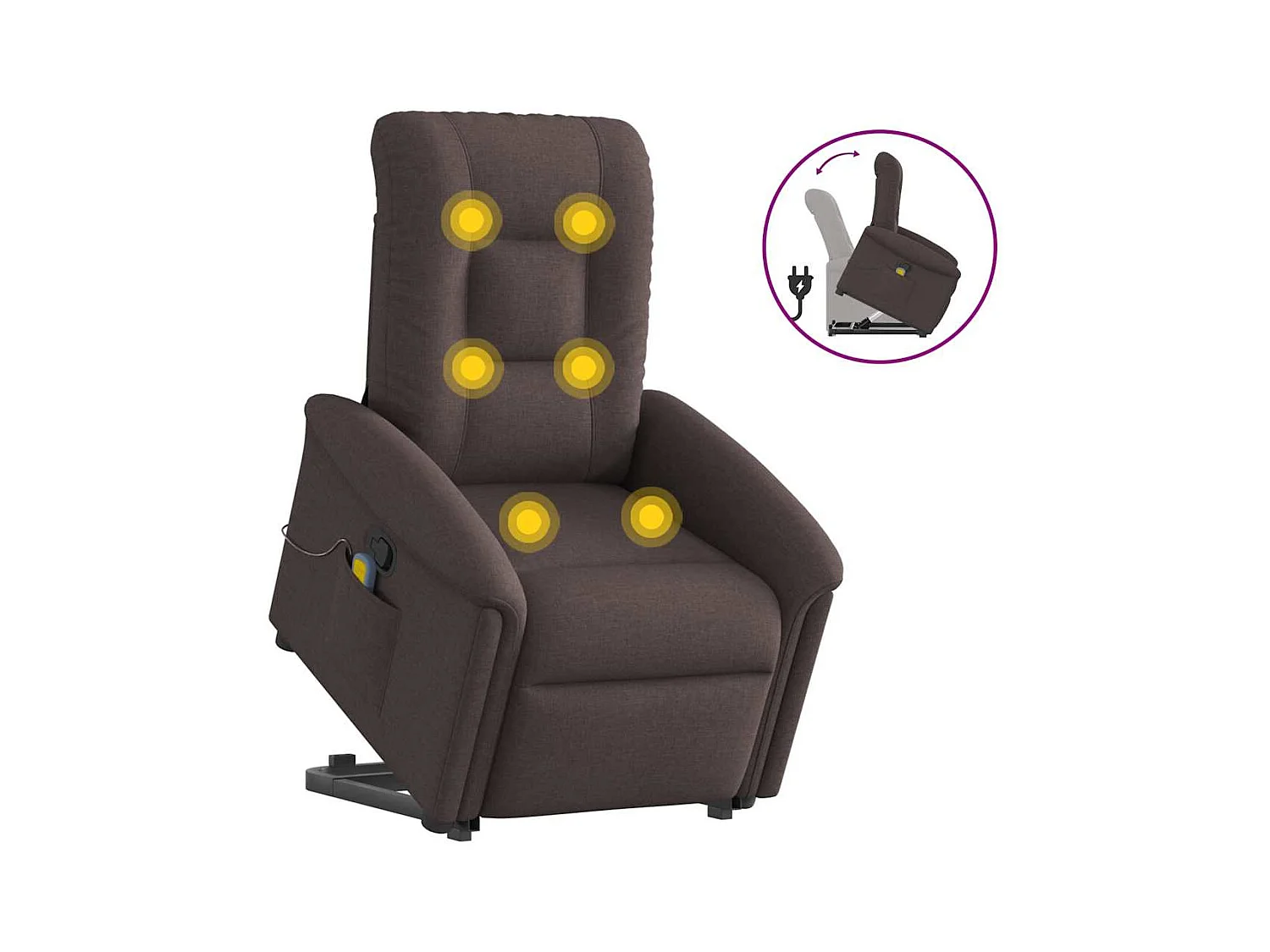 Silla de masaje reclinable de pie de tela marrón oscuro SHL3823