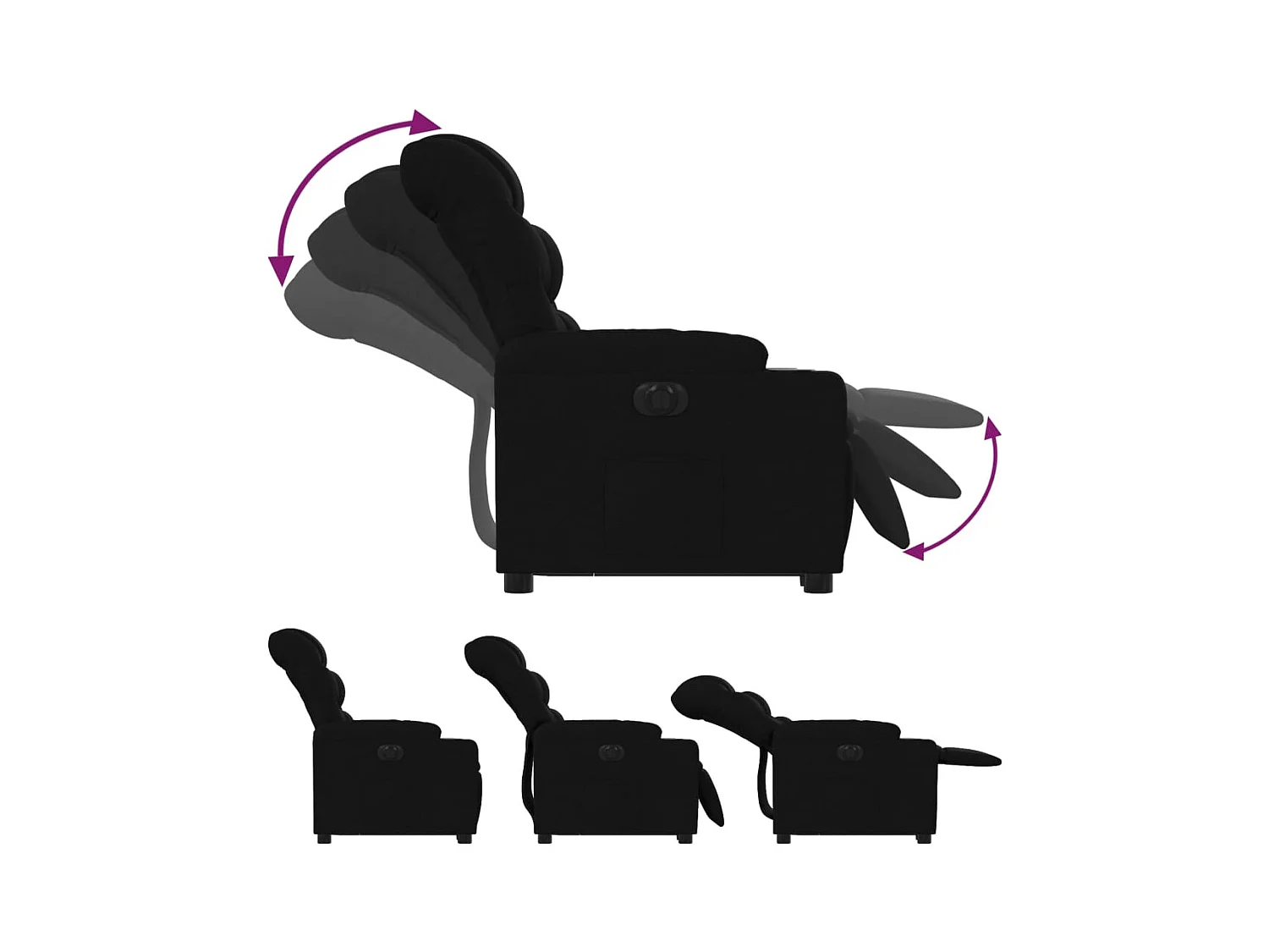 Silla de relax | Sillón eléctrico reclinable elevable de tela negro SHL2328