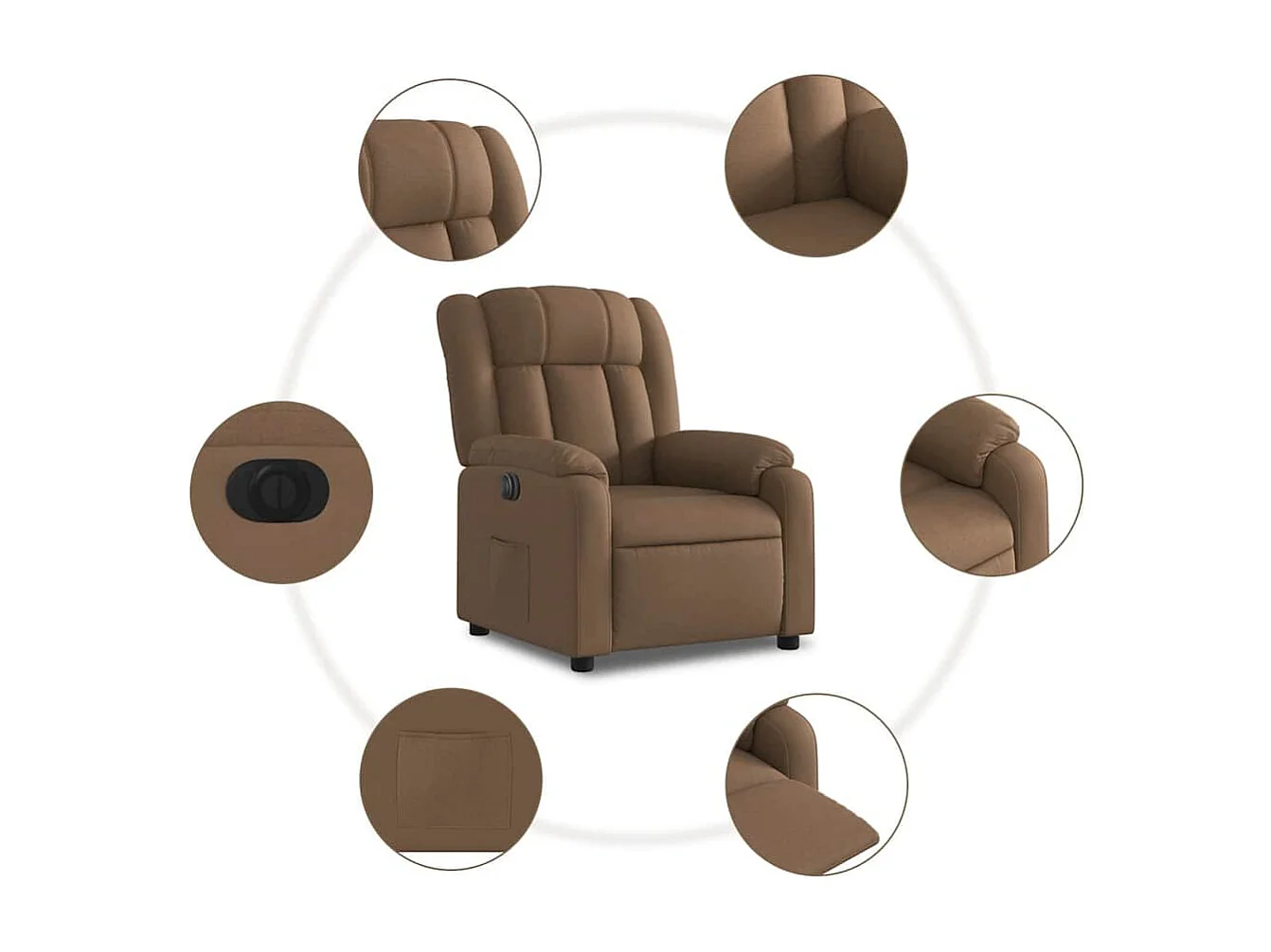 Fauteuil inclinable électrique-Chaise de relax-Fauteuil salon Marron Tissu SHL5315