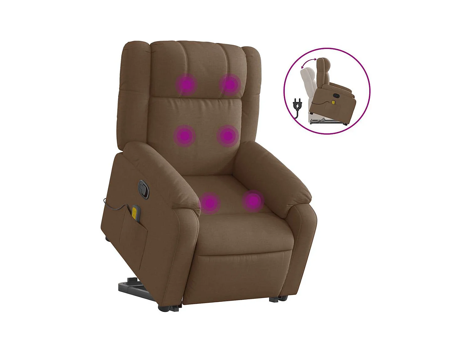 Fauteuil inclinable-Chaise de relax-Fauteuil de Massage Marron Tissu SHL1695